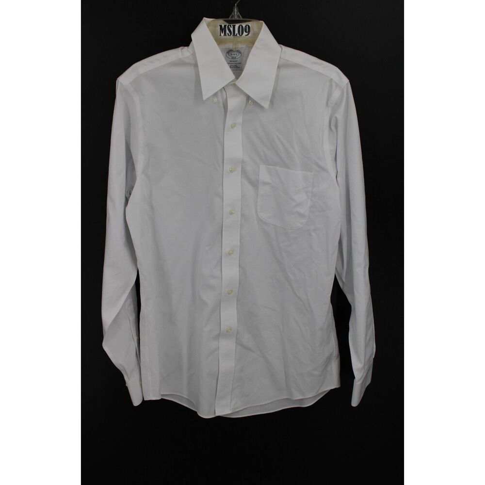 Brooks Brothers Dress Shirt Men's 15- 4/5 White Button Up Regent Long Sleeve